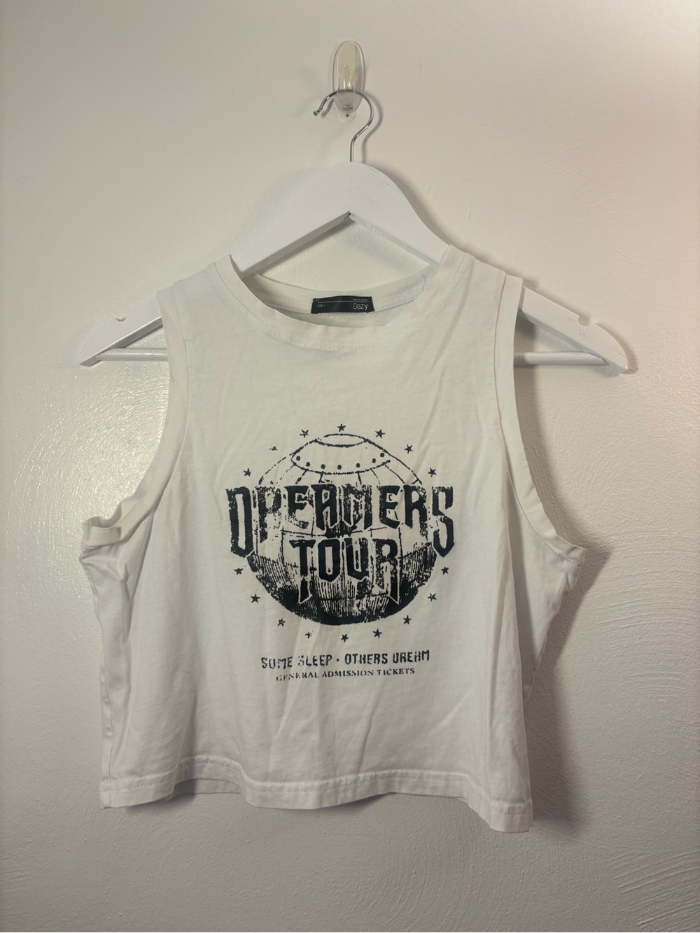 Dazy Dreamers Tour White Graphic Tank Top Size Large